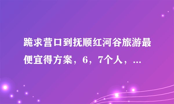 跪求营口到抚顺红河谷旅游最便宜得方案，6，7个人，怎么样都行，团购，跟团都行