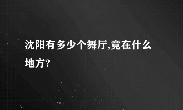 沈阳有多少个舞厅,竟在什么地方?
