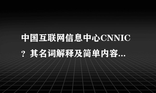 中国互联网信息中心CNNIC？其名词解释及简单内容是什么呢