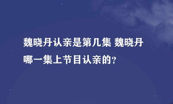 魏晓丹认亲是第几集 魏晓丹哪一集上节目认亲的？