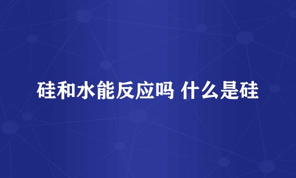 硅和水能反应吗 什么是硅