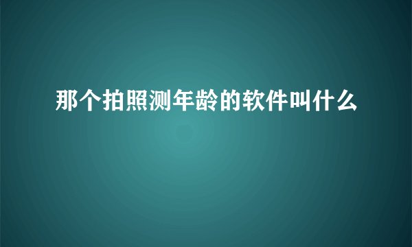 那个拍照测年龄的软件叫什么