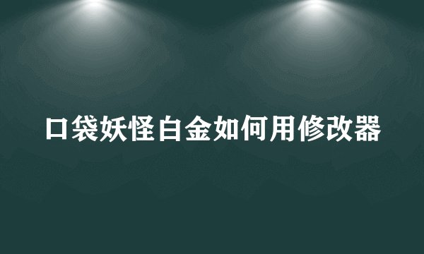 口袋妖怪白金如何用修改器