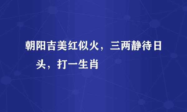 朝阳吉美红似火，三两静待日岀头，打一生肖