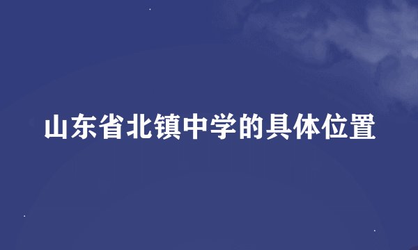 山东省北镇中学的具体位置