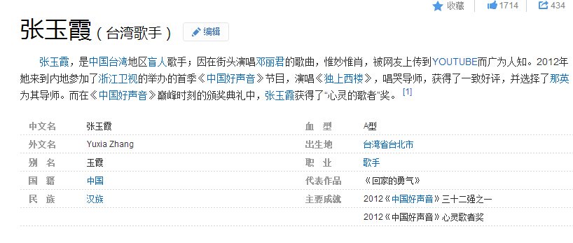 中国好声音中台北的选手叫什么?