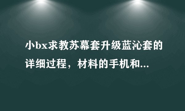 小bx求教苏幕套升级蓝沁套的详细过程，材料的手机和购买，价格区间（黄鹤楼），是不是过年时便宜些