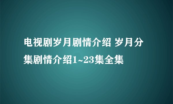 电视剧岁月剧情介绍 岁月分集剧情介绍1~23集全集