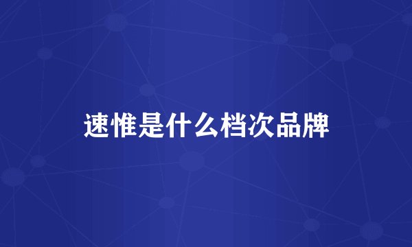 速惟是什么档次品牌