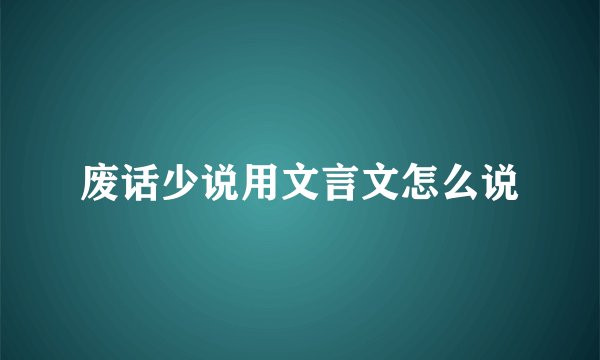 废话少说用文言文怎么说
