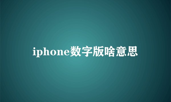 iphone数字版啥意思