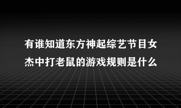有谁知道东方神起综艺节目女杰中打老鼠的游戏规则是什么