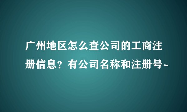 广州地区怎么查公司的工商注册信息？有公司名称和注册号~