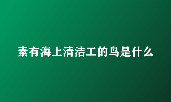 素有海上清洁工的鸟是什么