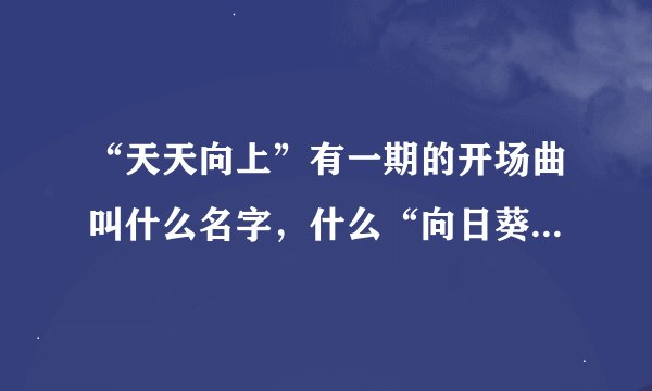 “天天向上”有一期的开场曲叫什么名字，什么“向日葵的那个”？