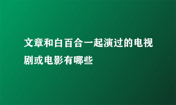 文章和白百合一起演过的电视剧或电影有哪些