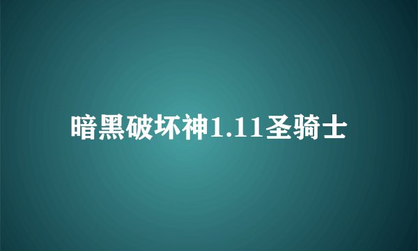 暗黑破坏神1.11圣骑士