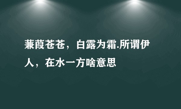 蒹葭苍苍，白露为霜.所谓伊人，在水一方啥意思