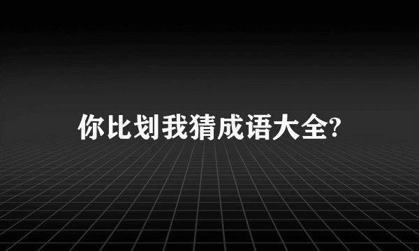 你比划我猜成语大全?