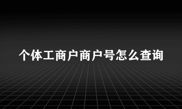 个体工商户商户号怎么查询