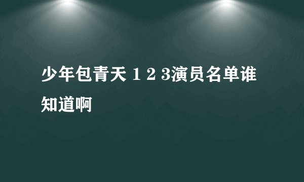 少年包青天 1 2 3演员名单谁知道啊
