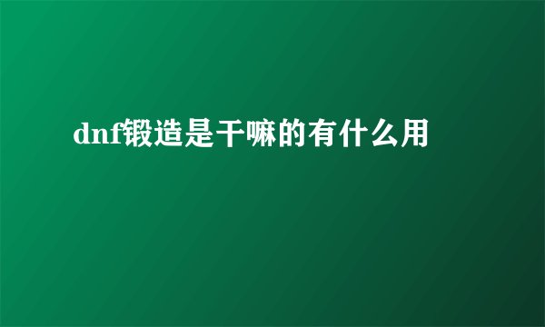 dnf锻造是干嘛的有什么用
