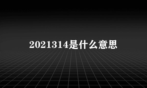 2021314是什么意思