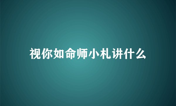 视你如命师小札讲什么