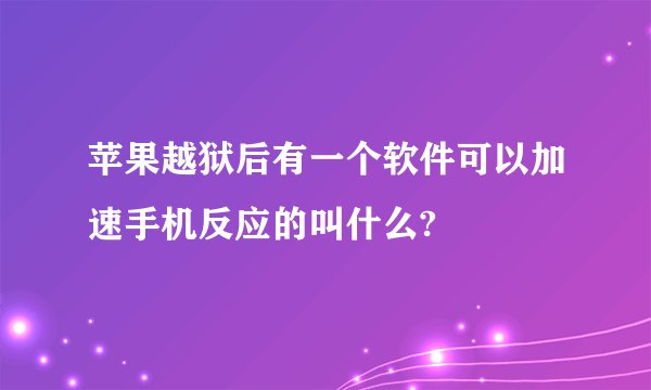 苹果越狱后有一个软件可以加速手机反应的叫什么?