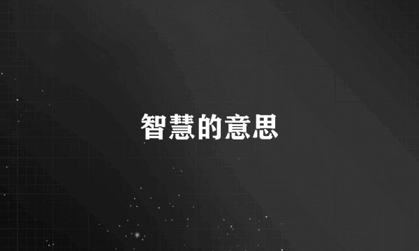 智慧的意思