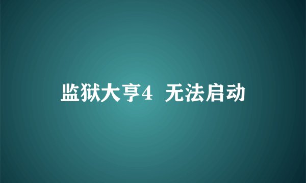 监狱大亨4  无法启动