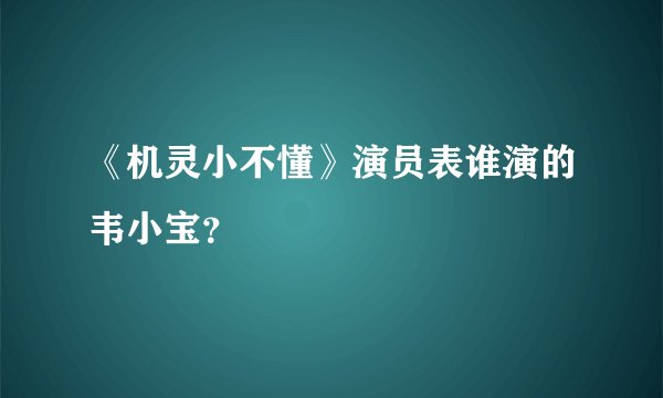 《机灵小不懂》演员表谁演的韦小宝？