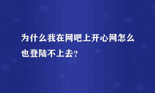 为什么我在网吧上开心网怎么也登陆不上去？