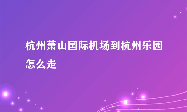 杭州萧山国际机场到杭州乐园怎么走