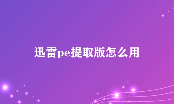 迅雷pe提取版怎么用