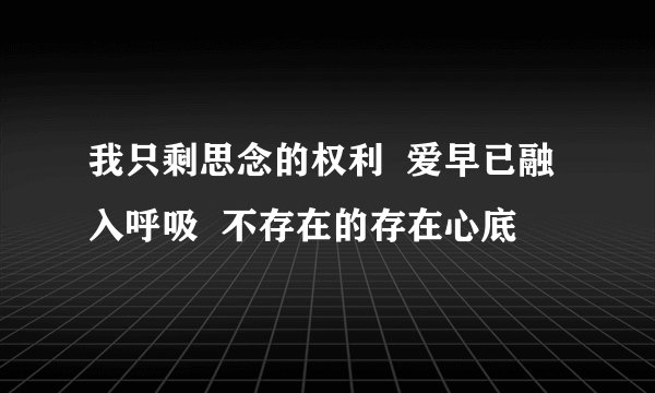 我只剩思念的权利  爱早已融入呼吸  不存在的存在心底