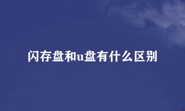 闪存盘和u盘有什么区别