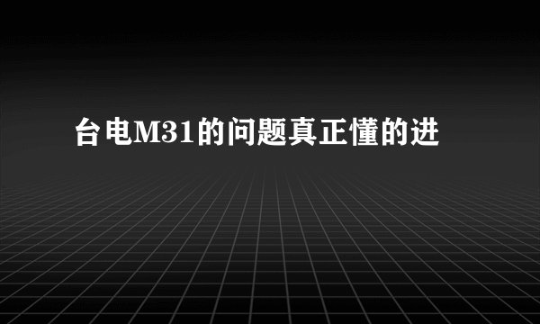 台电M31的问题真正懂的进