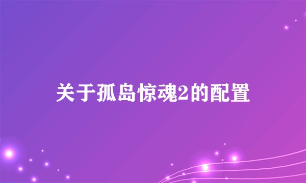 关于孤岛惊魂2的配置
