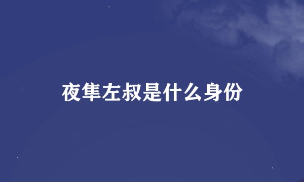夜隼左叔是什么身份