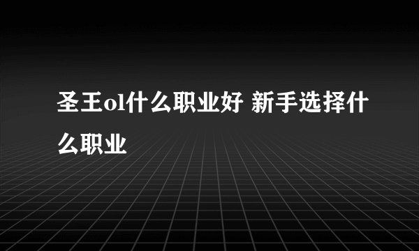 圣王ol什么职业好 新手选择什么职业