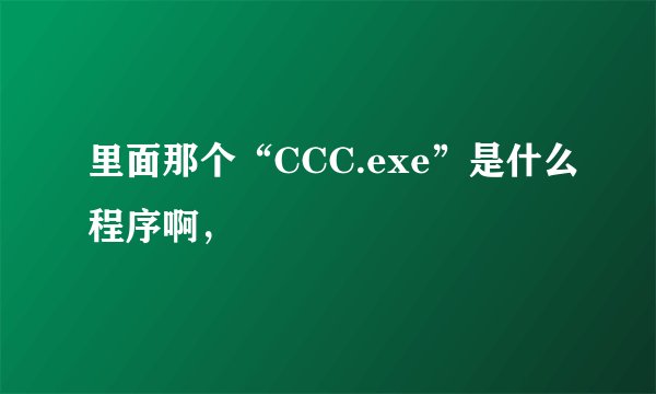 里面那个“CCC.exe”是什么程序啊，