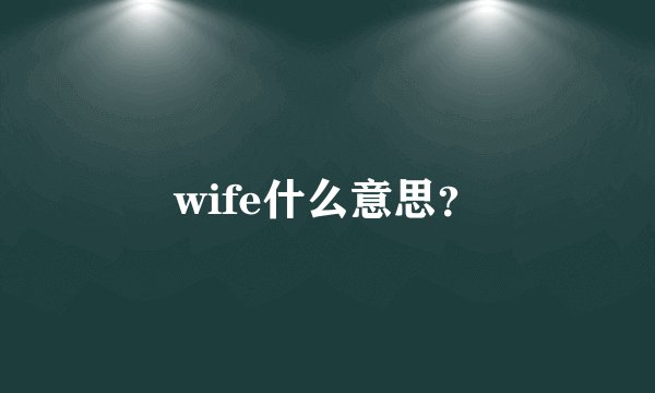 wife什么意思？