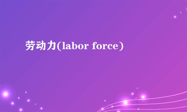 劳动力(labor force)