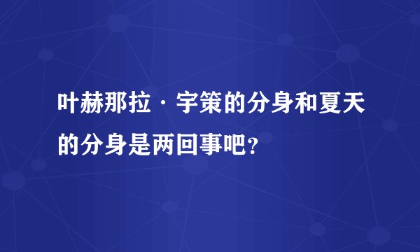 叶赫那拉·宇策的分身和夏天的分身是两回事吧？