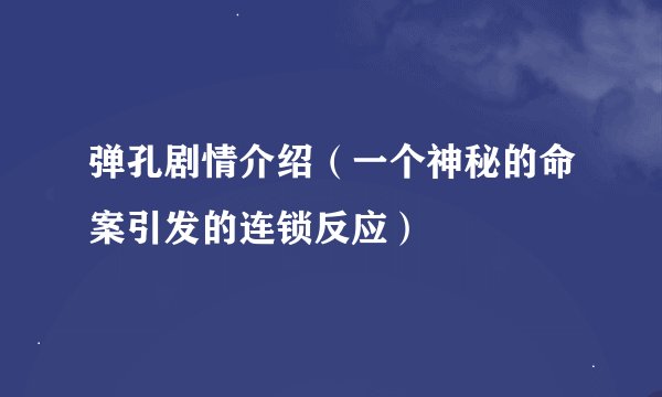 弹孔剧情介绍（一个神秘的命案引发的连锁反应）