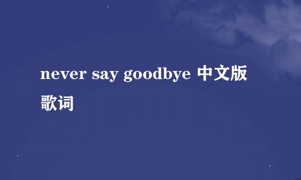 never say goodbye 中文版歌词