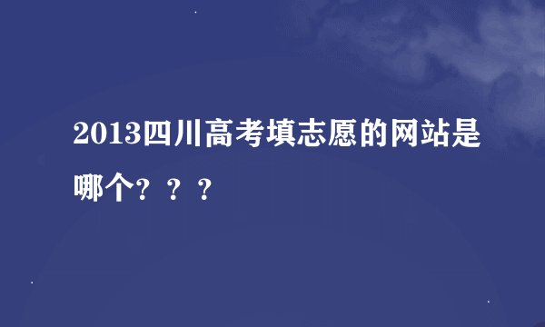 2013四川高考填志愿的网站是哪个？？？