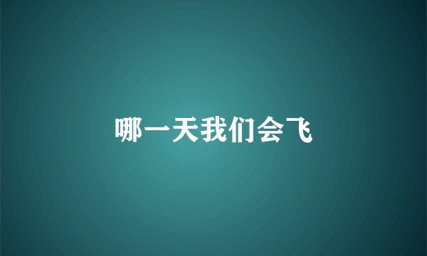 哪一天我们会飞