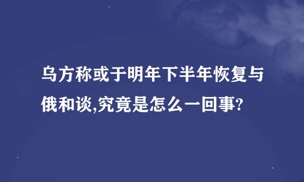 乌方称或于明年下半年恢复与俄和谈,究竟是怎么一回事?
